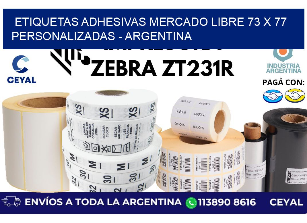 etiquetas adhesivas mercado libre 73 x 77 personalizadas - Argentina