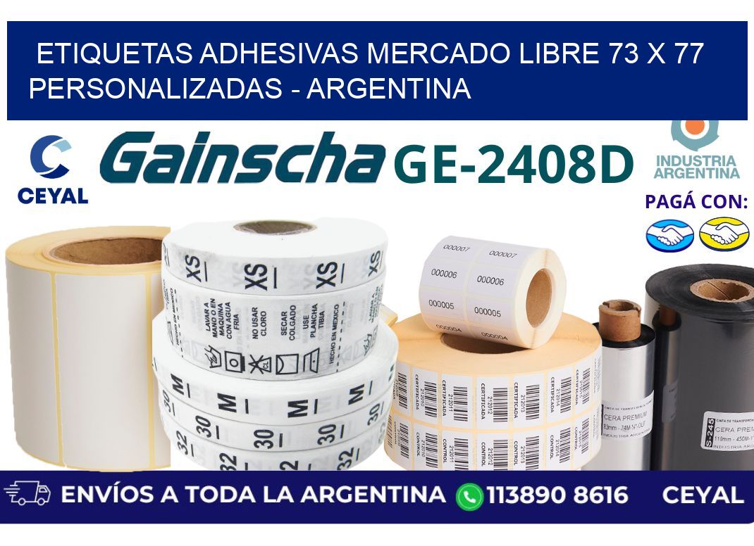 etiquetas adhesivas mercado libre 73 x 77 personalizadas – Argentina