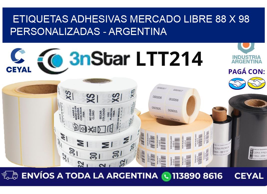 etiquetas adhesivas mercado libre 88 x 98 personalizadas - Argentina