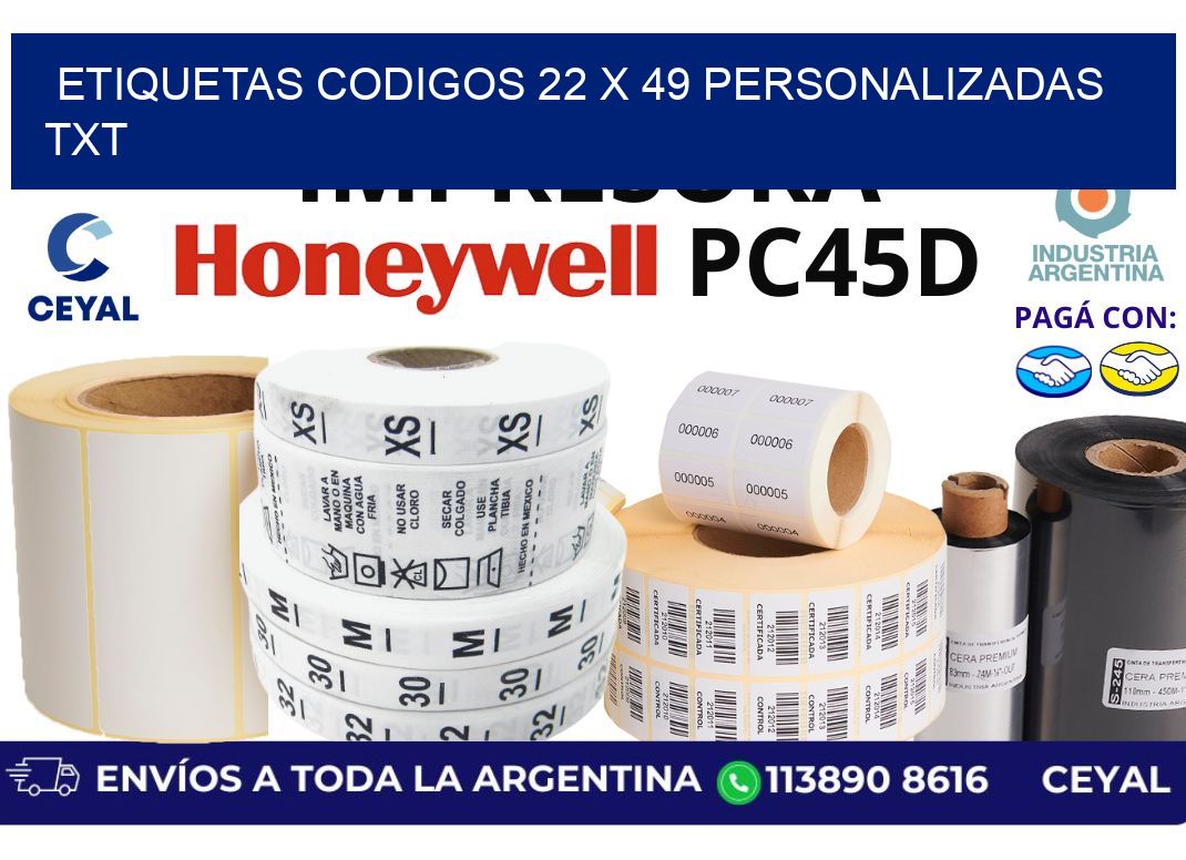 etiquetas codigos 22 x 49 personalizadas txt