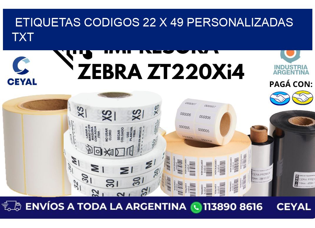 etiquetas codigos 22 x 49 personalizadas txt