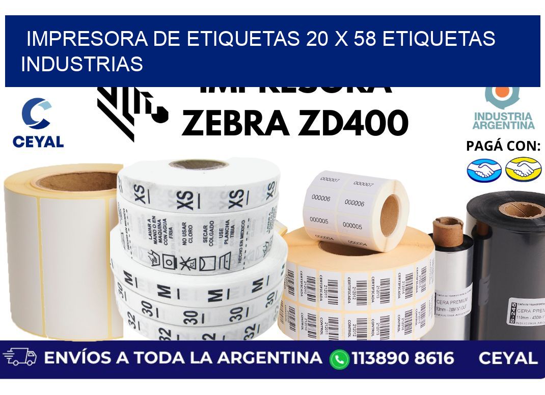 impresora de etiquetas 20 x 58 etiquetas industrias