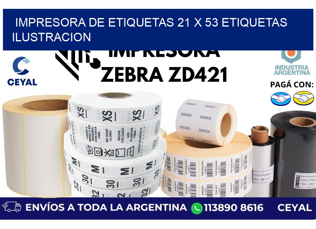 impresora de etiquetas 21 x 53 etiquetas ilustracion