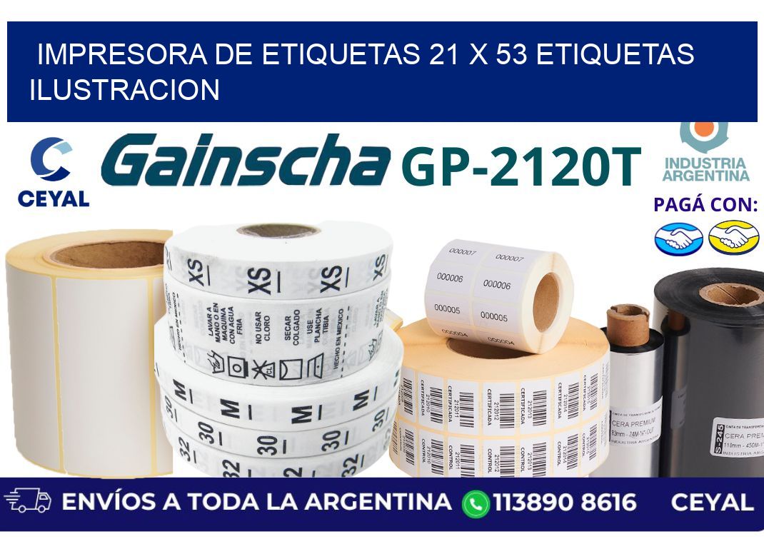 impresora de etiquetas 21 x 53 etiquetas ilustracion