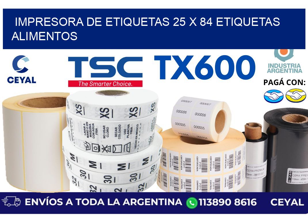 impresora de etiquetas 25 x 84 etiquetas alimentos