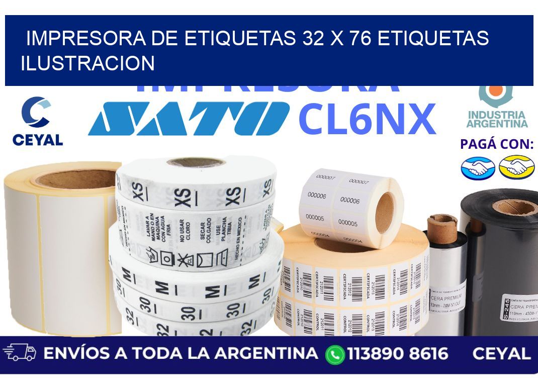 impresora de etiquetas 32 x 76 etiquetas ilustracion