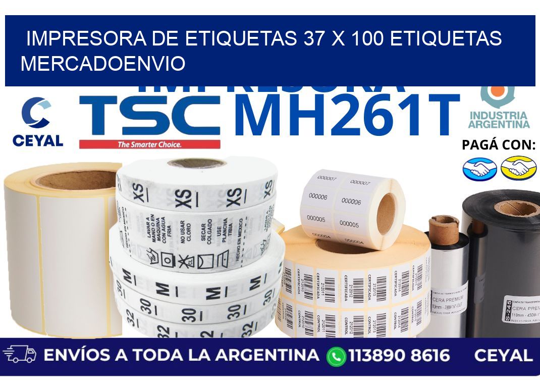 impresora de etiquetas 37 x 100 etiquetas mercadoenvio
