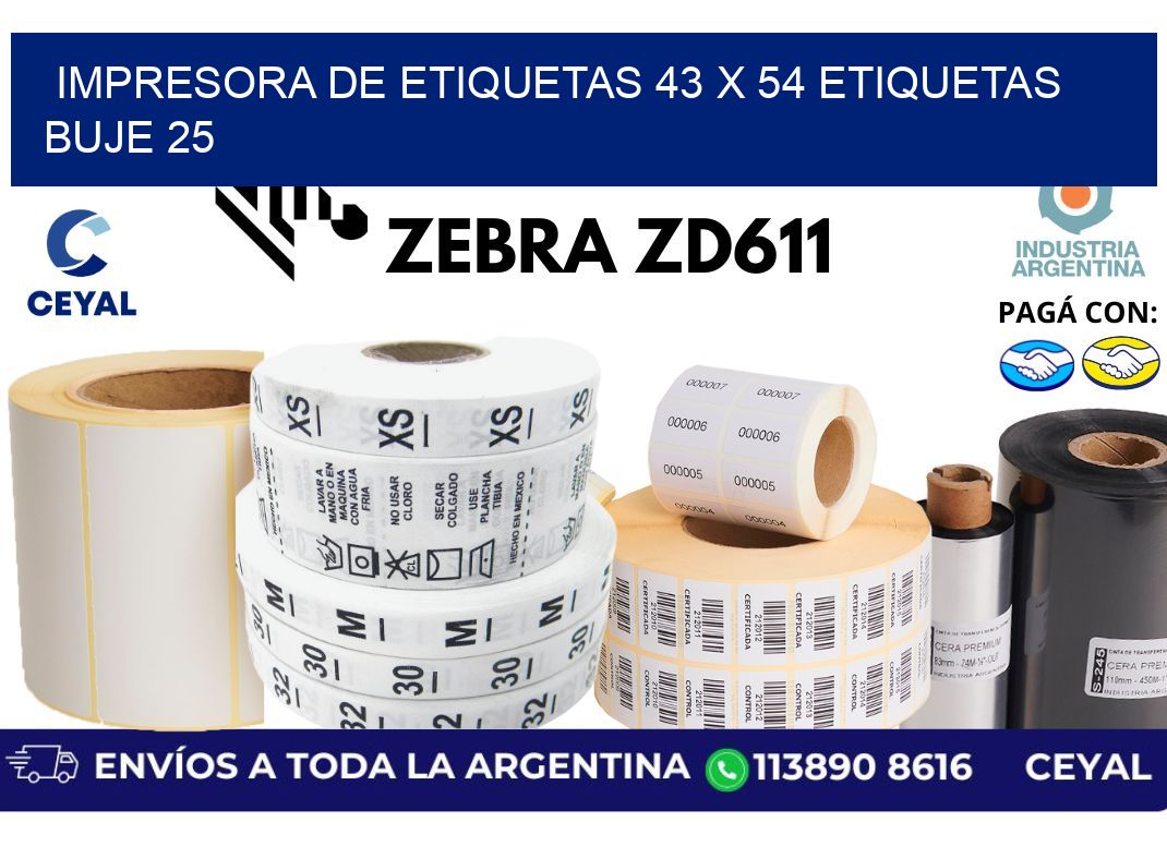 impresora de etiquetas 43 x 54 etiquetas  buje 25