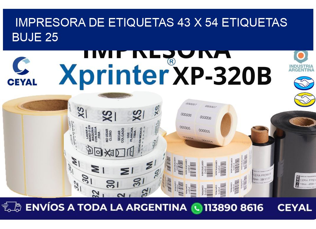 impresora de etiquetas 43 x 54 etiquetas  buje 25