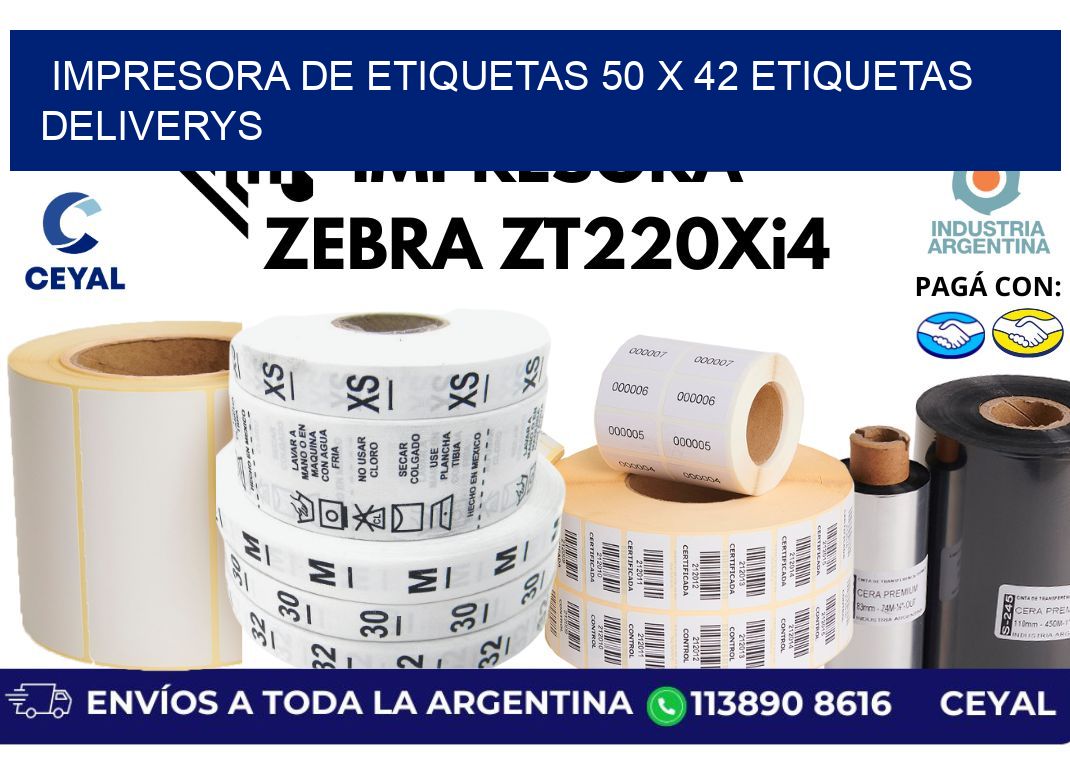 impresora de etiquetas 50 x 42 etiquetas deliverys