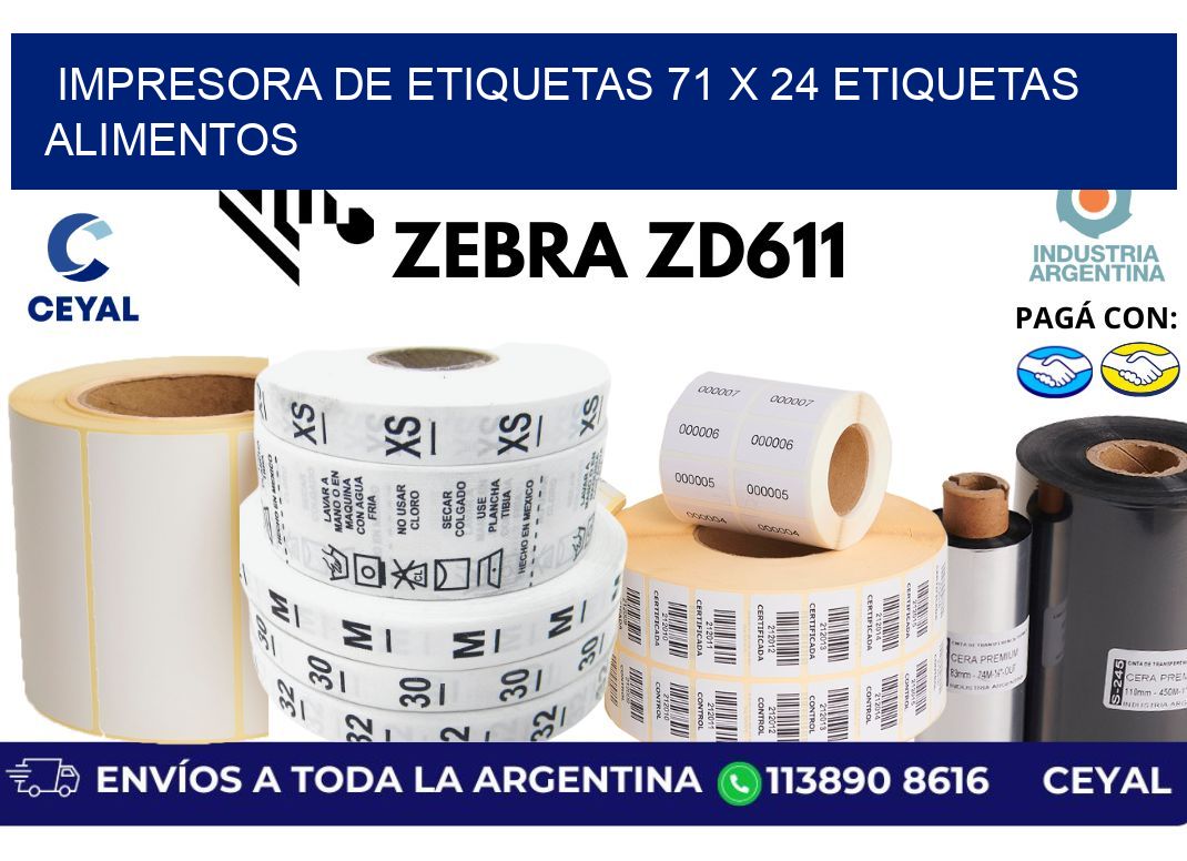 impresora de etiquetas 71 x 24 etiquetas alimentos