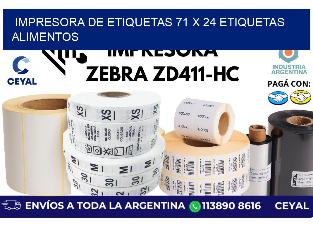 impresora de etiquetas 71 x 24 etiquetas alimentos