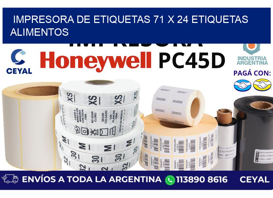 impresora de etiquetas 71 x 24 etiquetas alimentos
