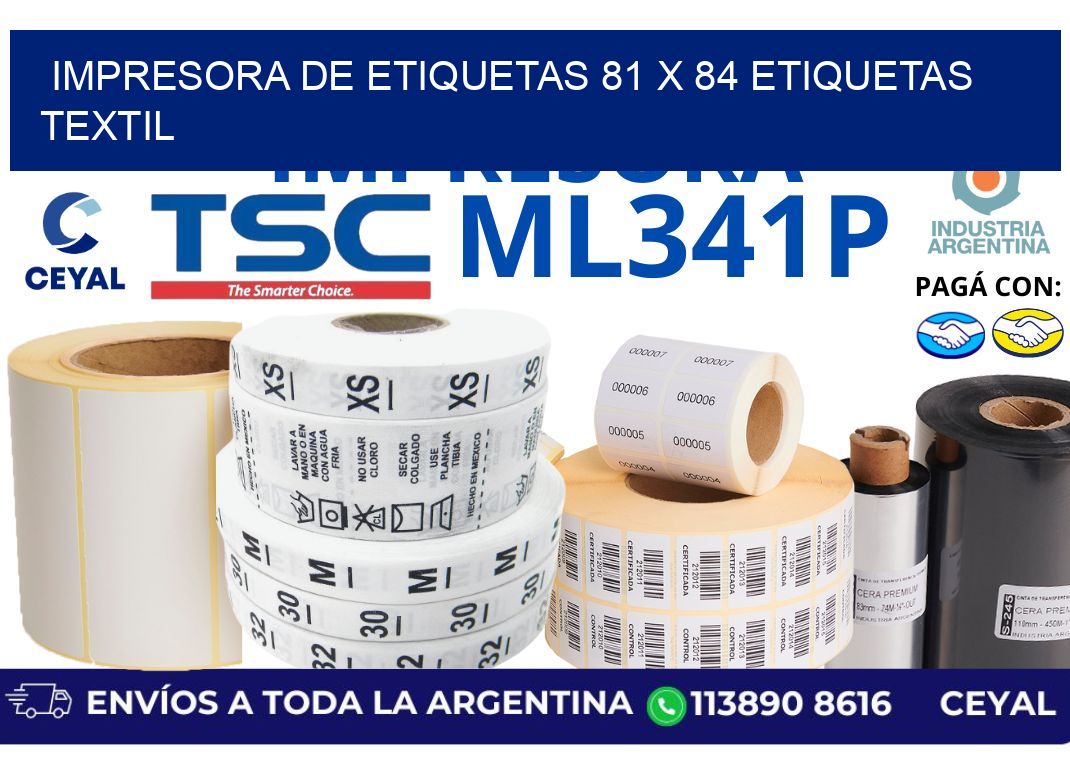 impresora de etiquetas 81 x 84 etiquetas textil