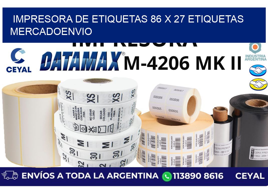 impresora de etiquetas 86 x 27 etiquetas mercadoenvio