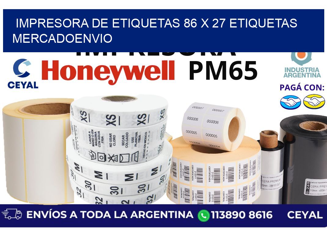 impresora de etiquetas 86 x 27 etiquetas mercadoenvio