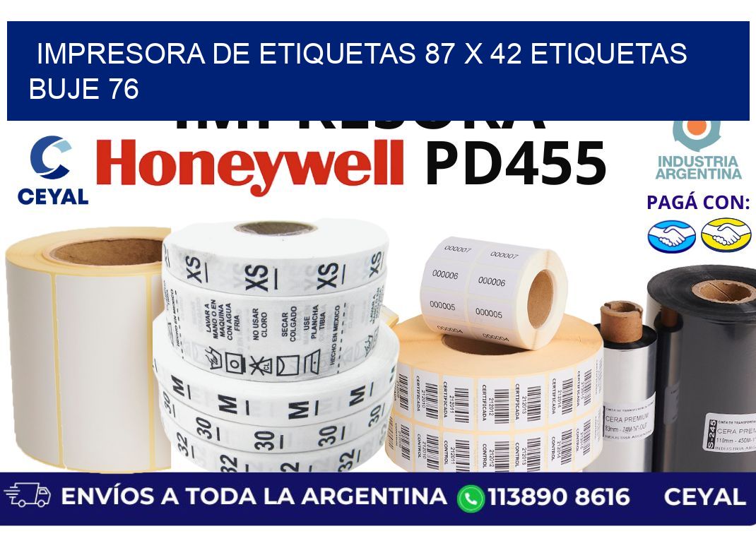impresora de etiquetas 87 x 42 etiquetas buje 76