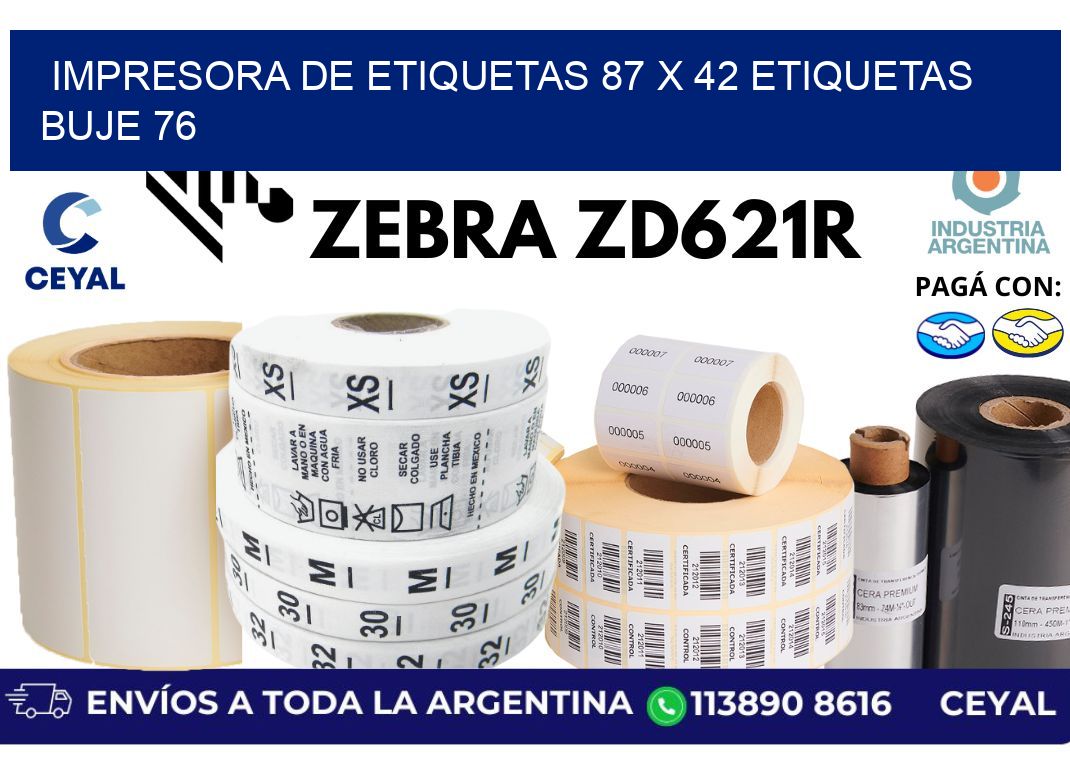 impresora de etiquetas 87 x 42 etiquetas buje 76