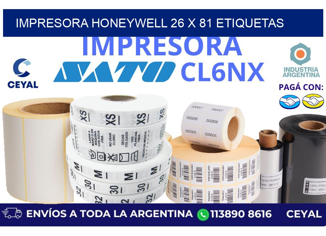 impresora honeywell 26 x 81 etiquetas