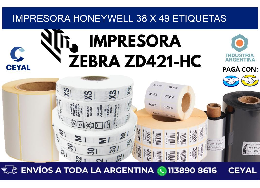 impresora honeywell 38 x 49 etiquetas
