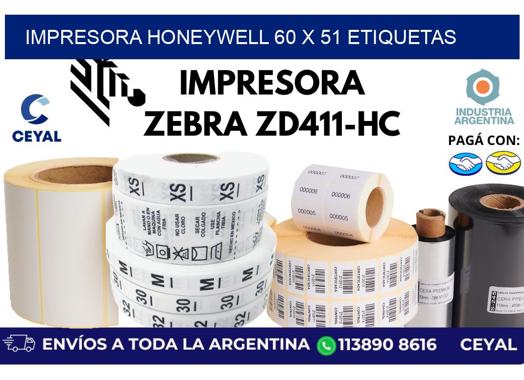 impresora honeywell 60 x 51 etiquetas