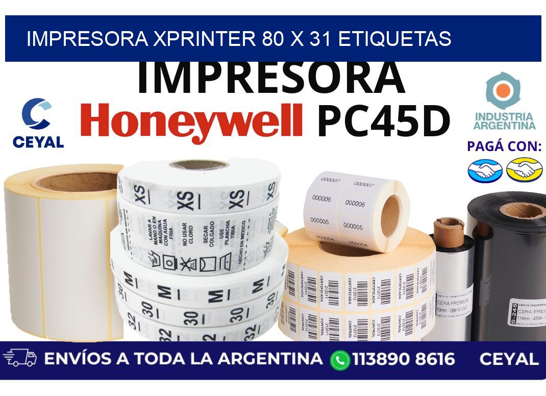 impresora xprinter 80 x 31 etiquetas
