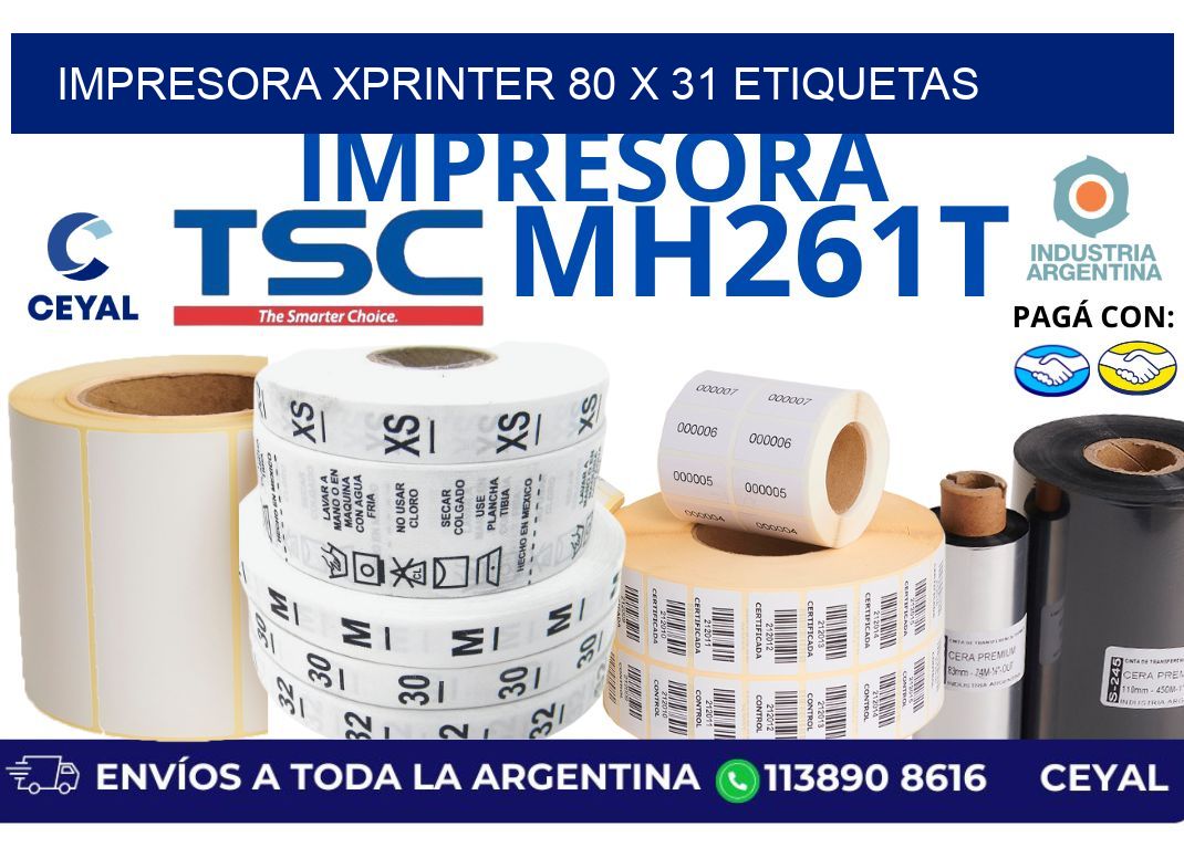 impresora xprinter 80 x 31 etiquetas