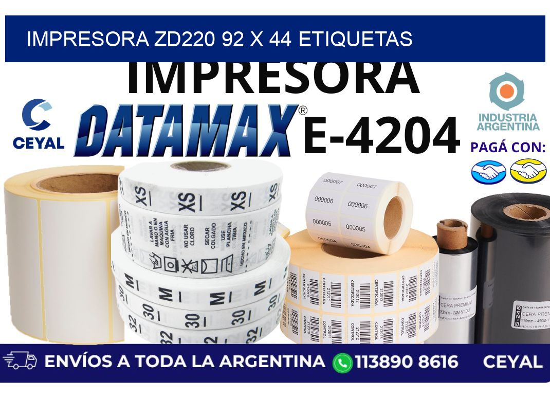 impresora zd220 92 x 44 etiquetas