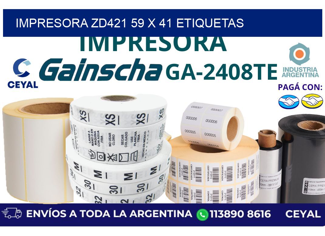 impresora zd421 59 x 41 etiquetas