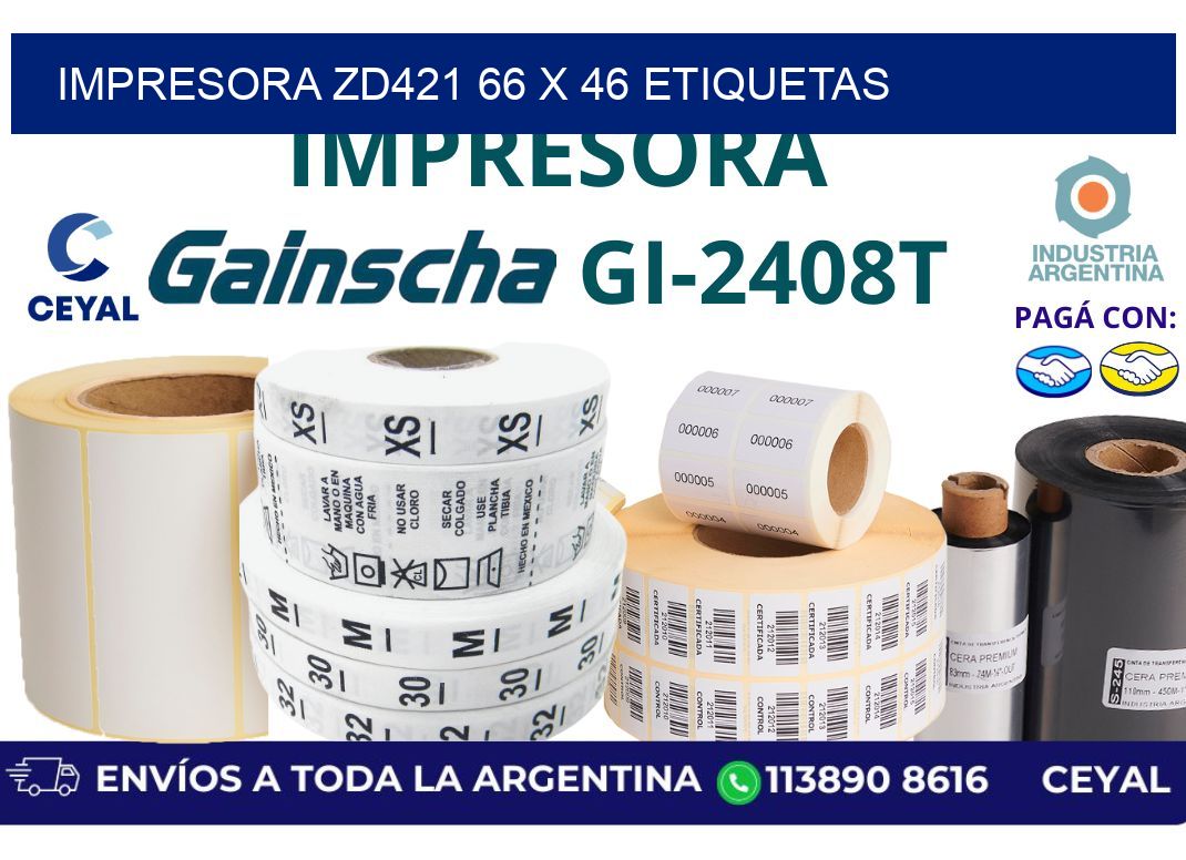 impresora zd421 66 x 46 etiquetas