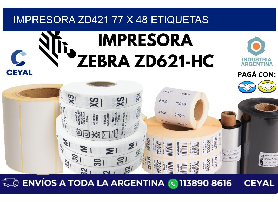 impresora zd421 77 x 48 etiquetas