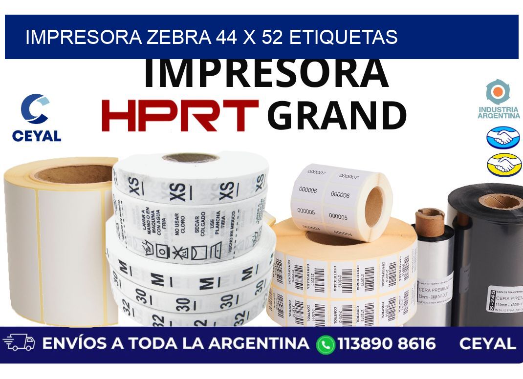 impresora zebra 44 x 52 etiquetas