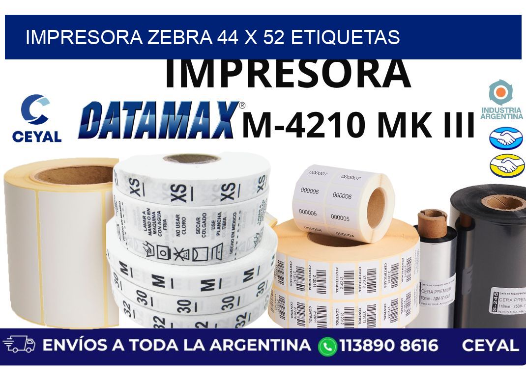 impresora zebra 44 x 52 etiquetas