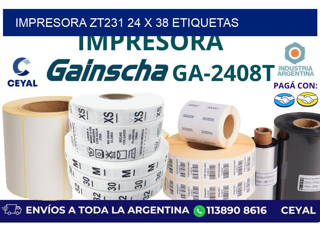 impresora zt231 24 x 38 etiquetas