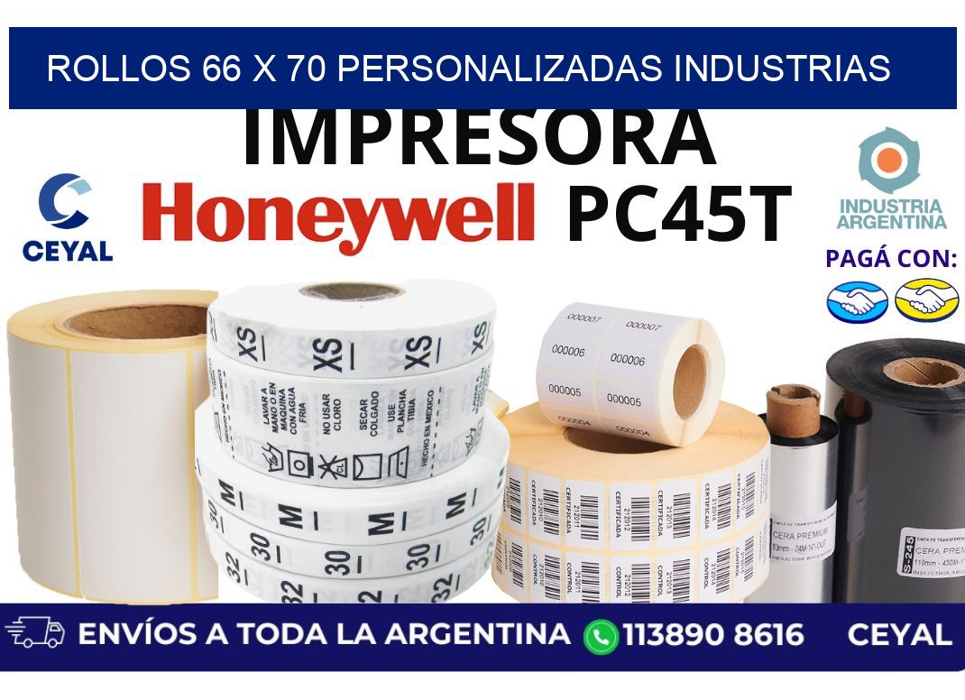 rollos 66 x 70 personalizadas industrias