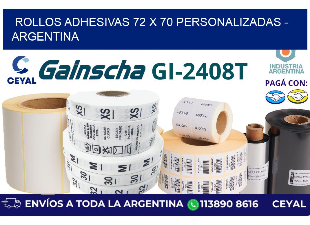 rollos adhesivas 72 x 70 personalizadas - Argentina