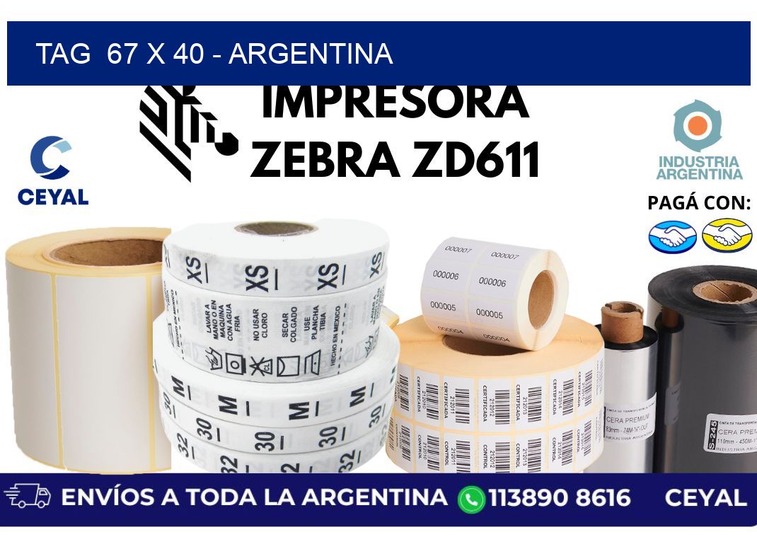 tag  67 x 40 - Argentina