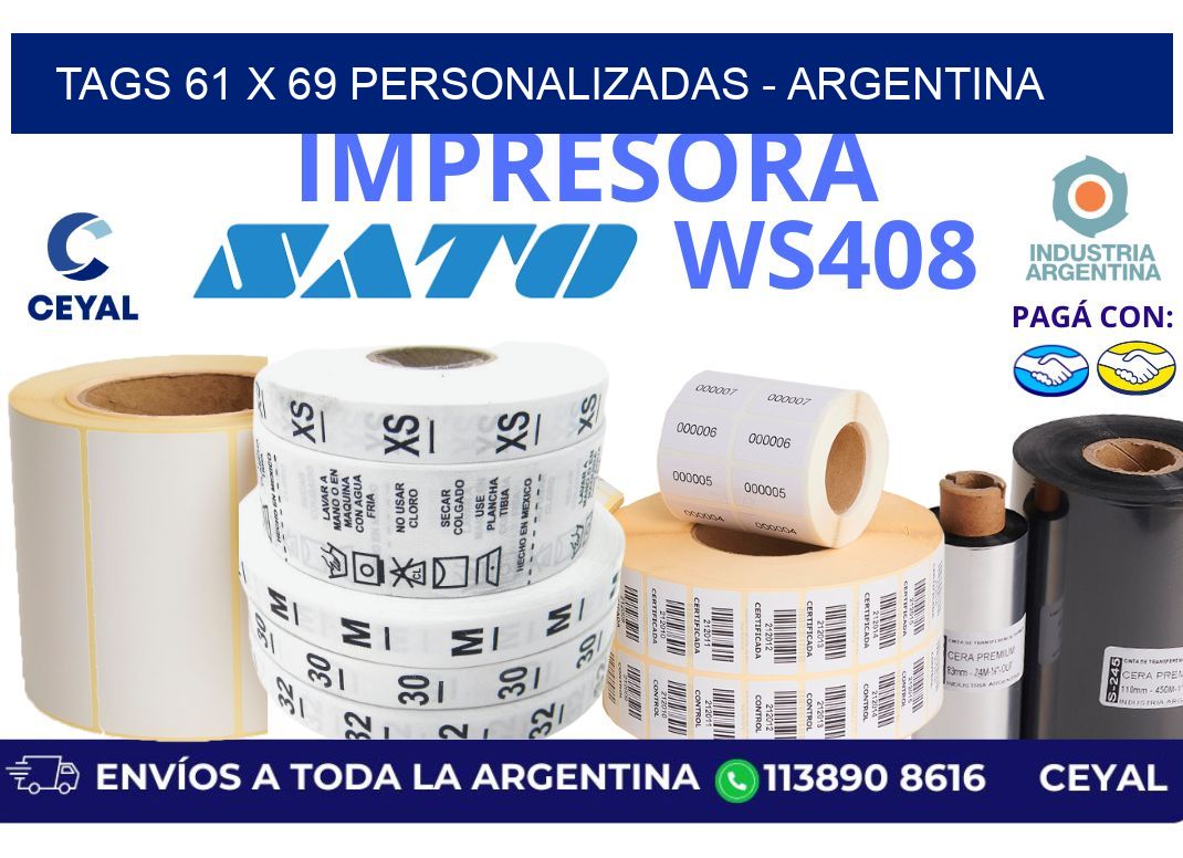 tags 61 x 69 personalizadas - Argentina