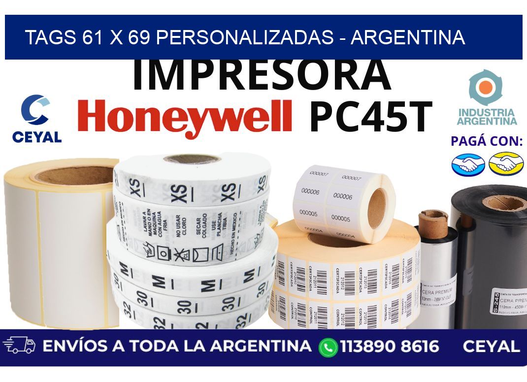tags 61 x 69 personalizadas - Argentina