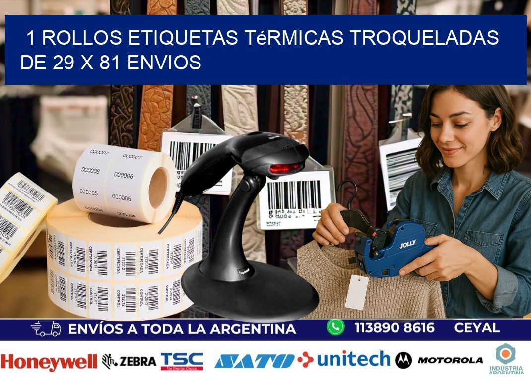 1 Rollos Etiquetas Térmicas Troqueladas De 29 x 81 ENVIOS
