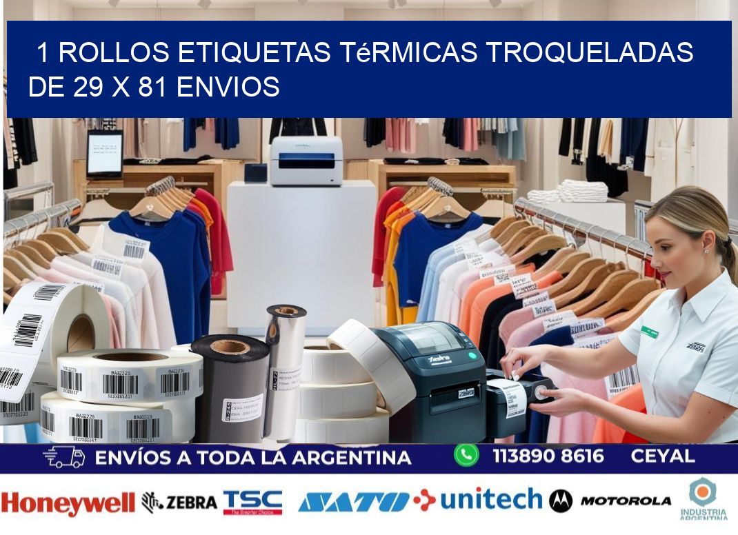 1 Rollos Etiquetas Térmicas Troqueladas De 29 x 81 ENVIOS