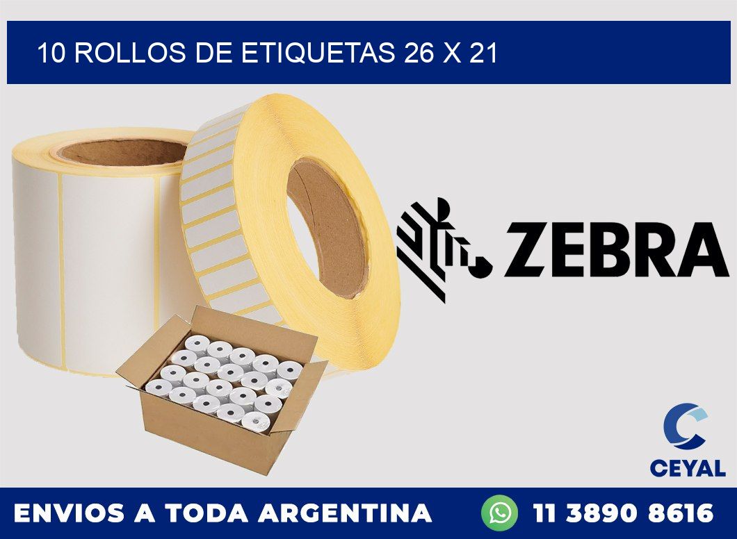 10 ROLLOS DE ETIQUETAS 26 x 21