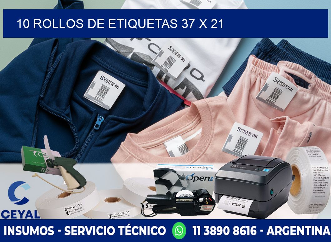 10 ROLLOS DE ETIQUETAS 37 x 21