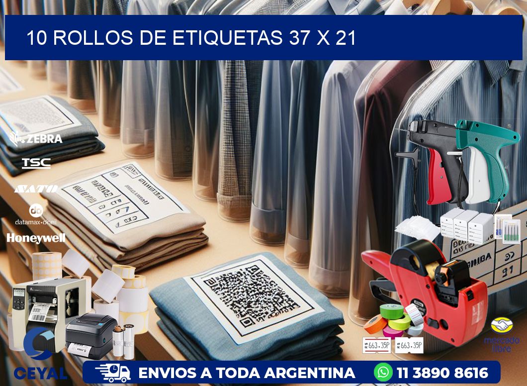 10 ROLLOS DE ETIQUETAS 37 x 21