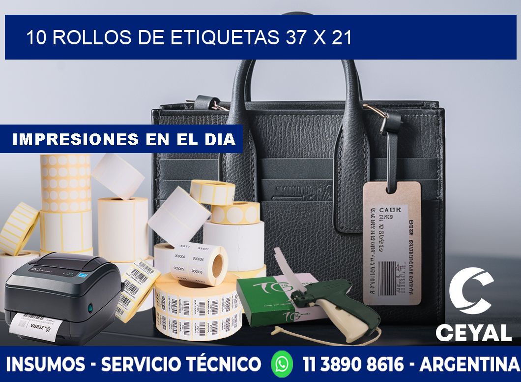 10 ROLLOS DE ETIQUETAS 37 x 21