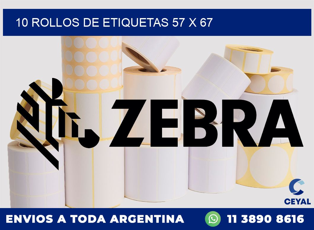 10 ROLLOS DE ETIQUETAS 57 x 67