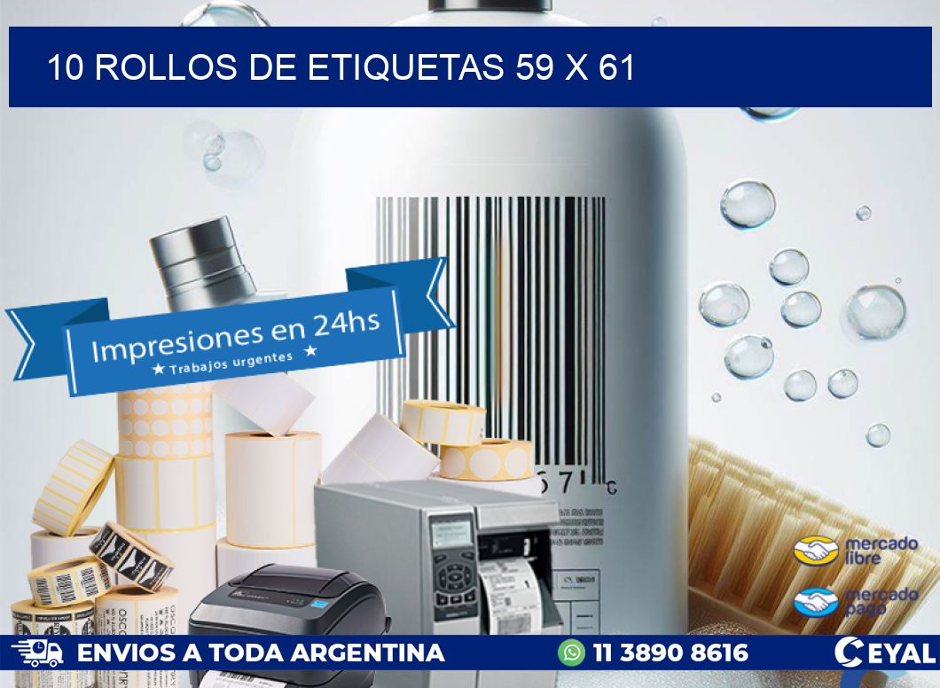10 ROLLOS DE ETIQUETAS 59 x 61