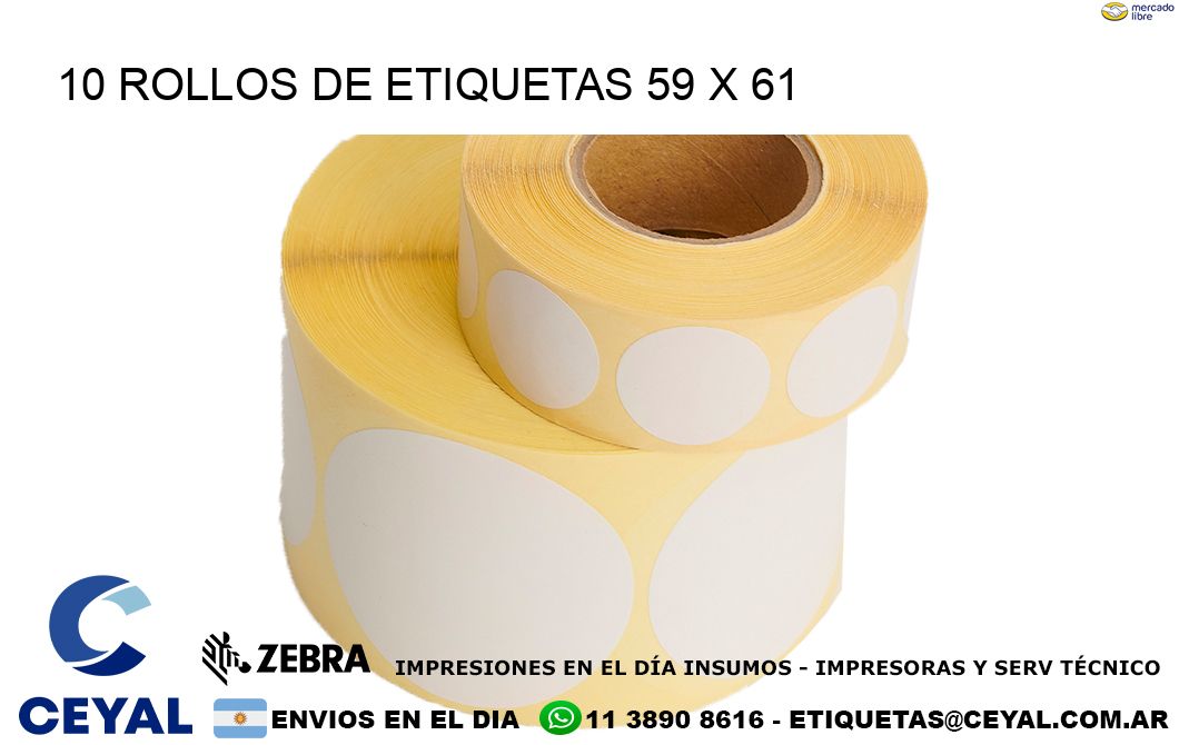 10 ROLLOS DE ETIQUETAS 59 x 61