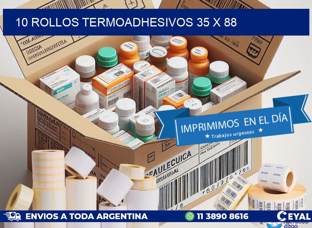 10 ROLLOS TERMOADHESIVOS 35 x 88