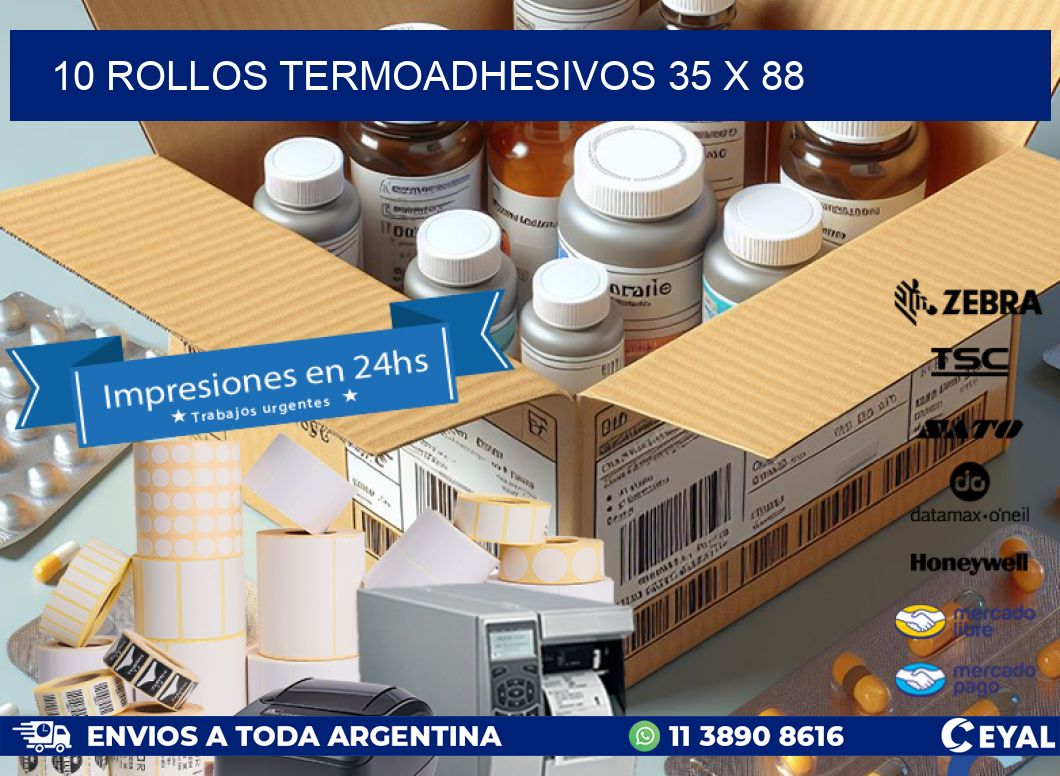 10 ROLLOS TERMOADHESIVOS 35 x 88